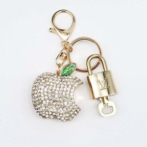 Authentic Louis Vuitton Gold Padlock 🔒Shiny LV Key + Unbranded Apple Bag Charm